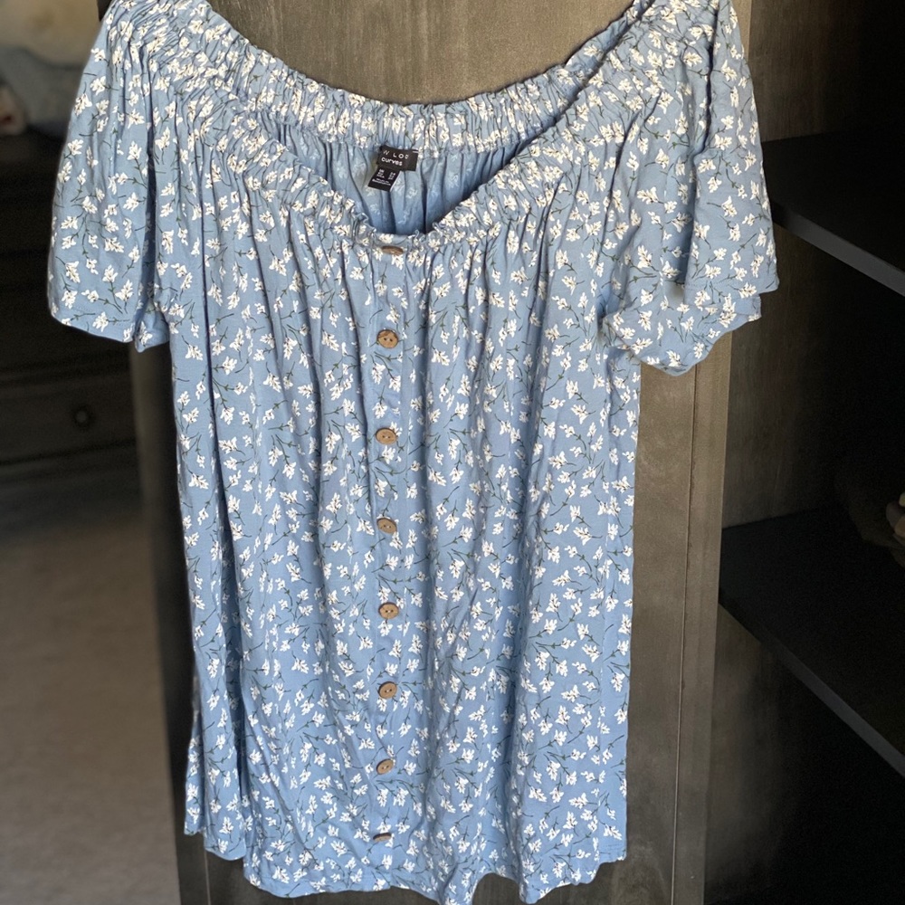 Off the shoulder floral shirt